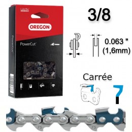 Chaîne OREGON carrée 3/8 0.063" (1.6mm) 75LPX