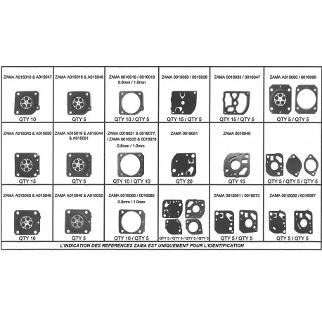 Assortiment membranes pour carburateurs ZAMA